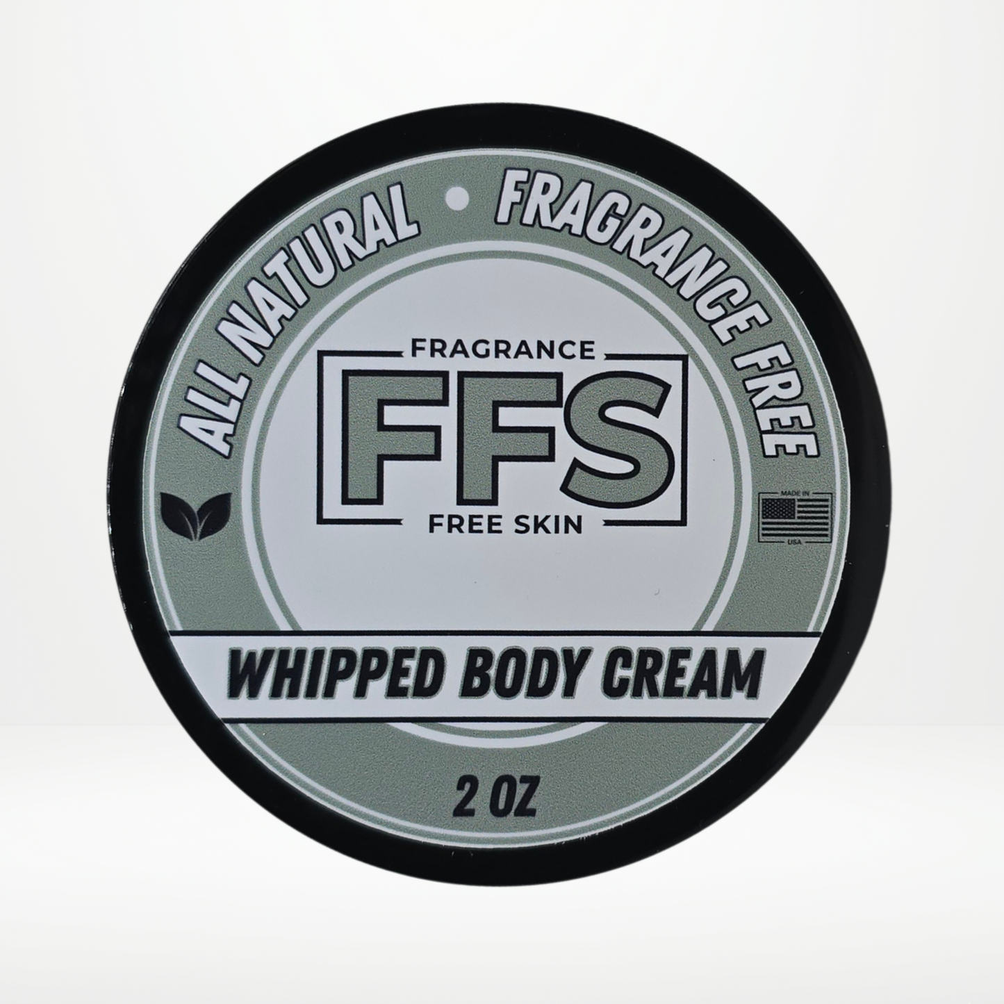 Container of FFS Whipped Body Cream on a white background